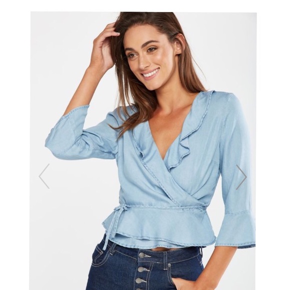 Cotton On Light Blue Ruby Ruffle Blouse - Picture 2 of 4